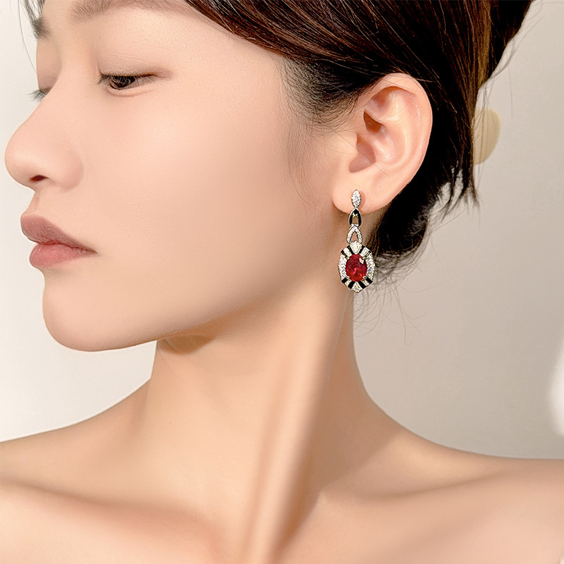 Women Jewelry Accessories For Black Dress - Pendientes colgantes de esmeralda, zafiro y