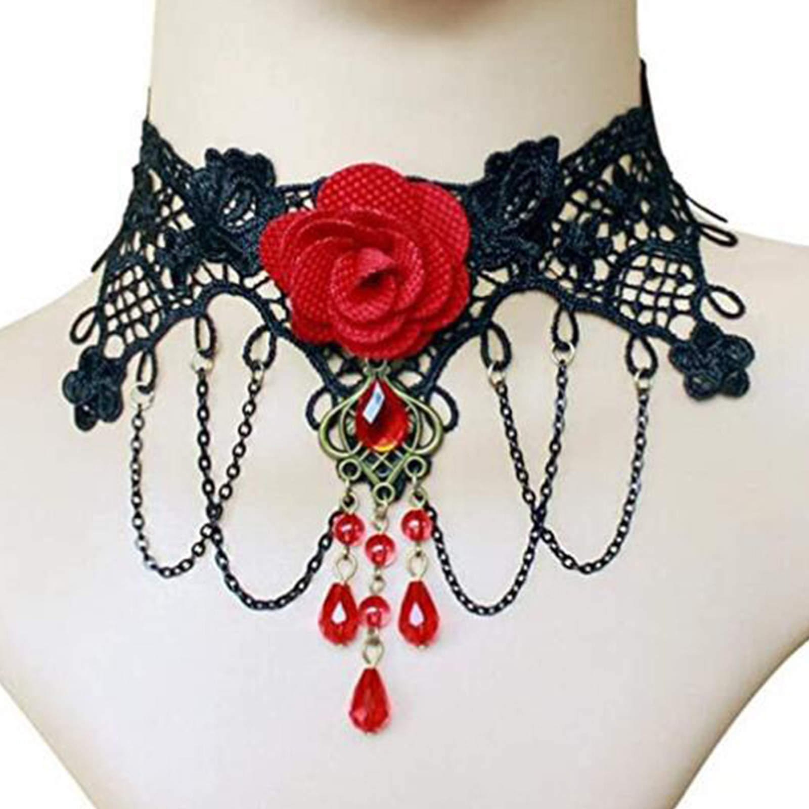 Women Jewelry Accessories For Black Dress - Collar Gótico de Encaje Negro con
