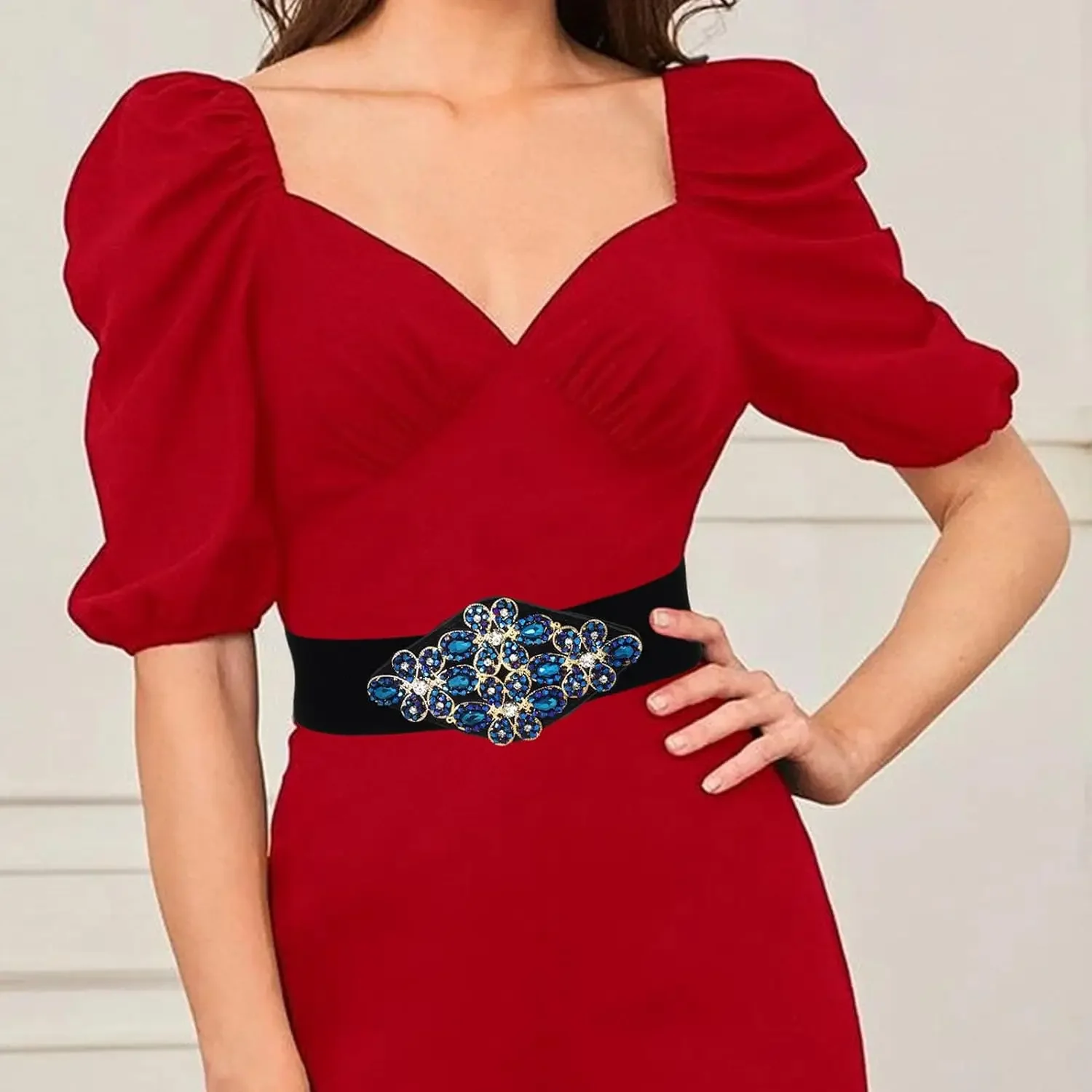 Cinturón elástico con diamante - Women Jewelry Accessories For Black Dress reseña y precio