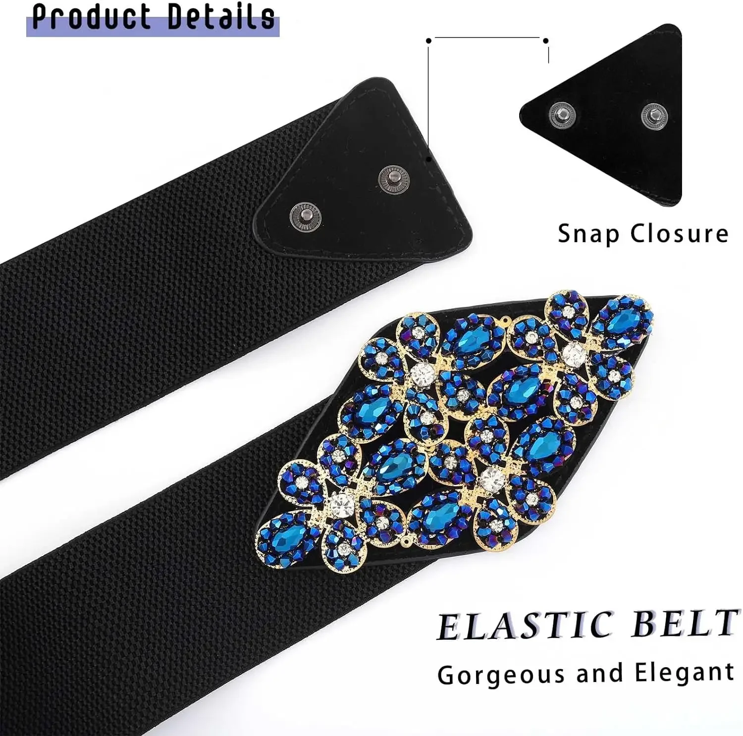 Cinturón elástico con diamante - Women Jewelry Accessories For Black Dress reseña y precio